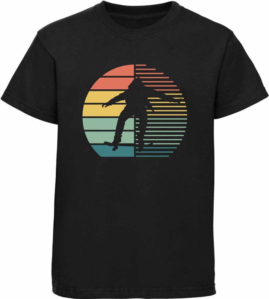Printed Kids T-Shirt Jumping Retro Skateboarder